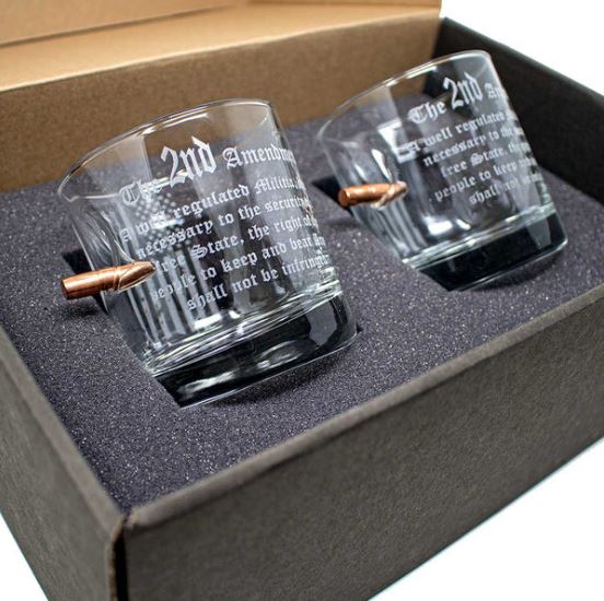 BenShot - 2nd Amendment / Patriotic Flag Rocks Glasses - GIFT SET OF 2