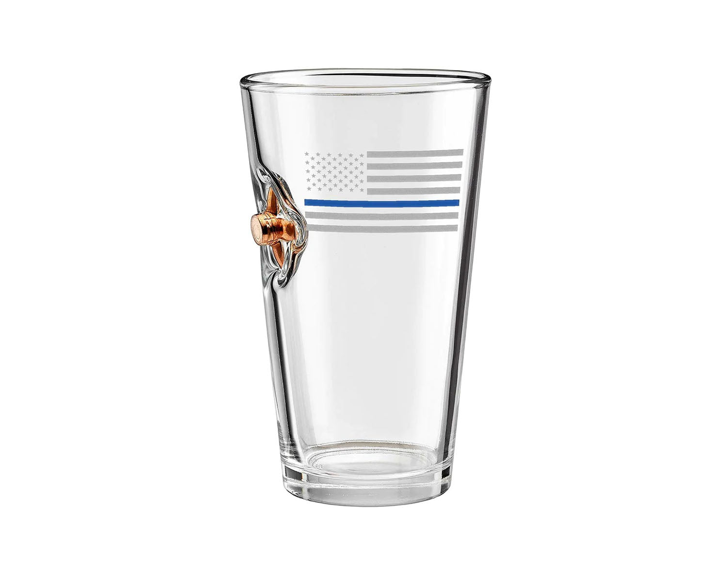 BenShot - .45 ACP Expanded Thin Blue Line "Bulletproof" Pint Glass - 16oz