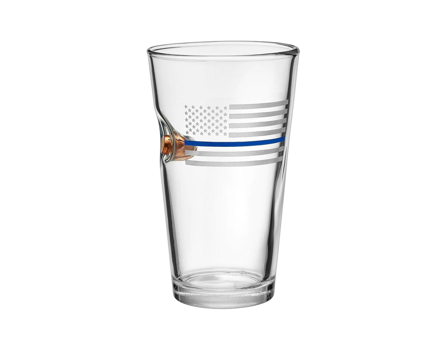 BenShot - .45 ACP Thin Blue Line "Bulletproof" Pint Glass - 16oz