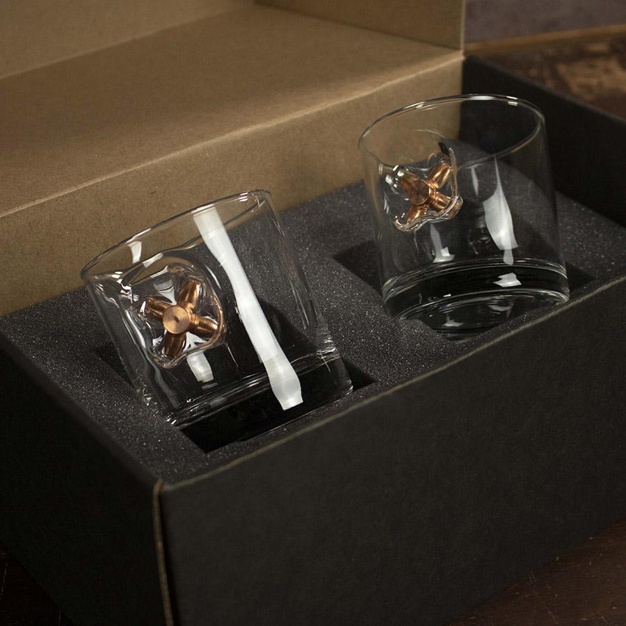 BenShot - .45 ACP Expanded "Bulletproof" Rocks Glasses - GIFT SET OF 2