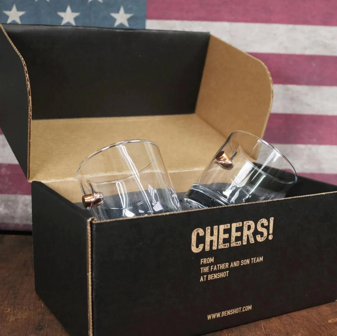 BenShot - .45 ACP "Bulletproof" Rocks Glasses - GIFT SET OF 2