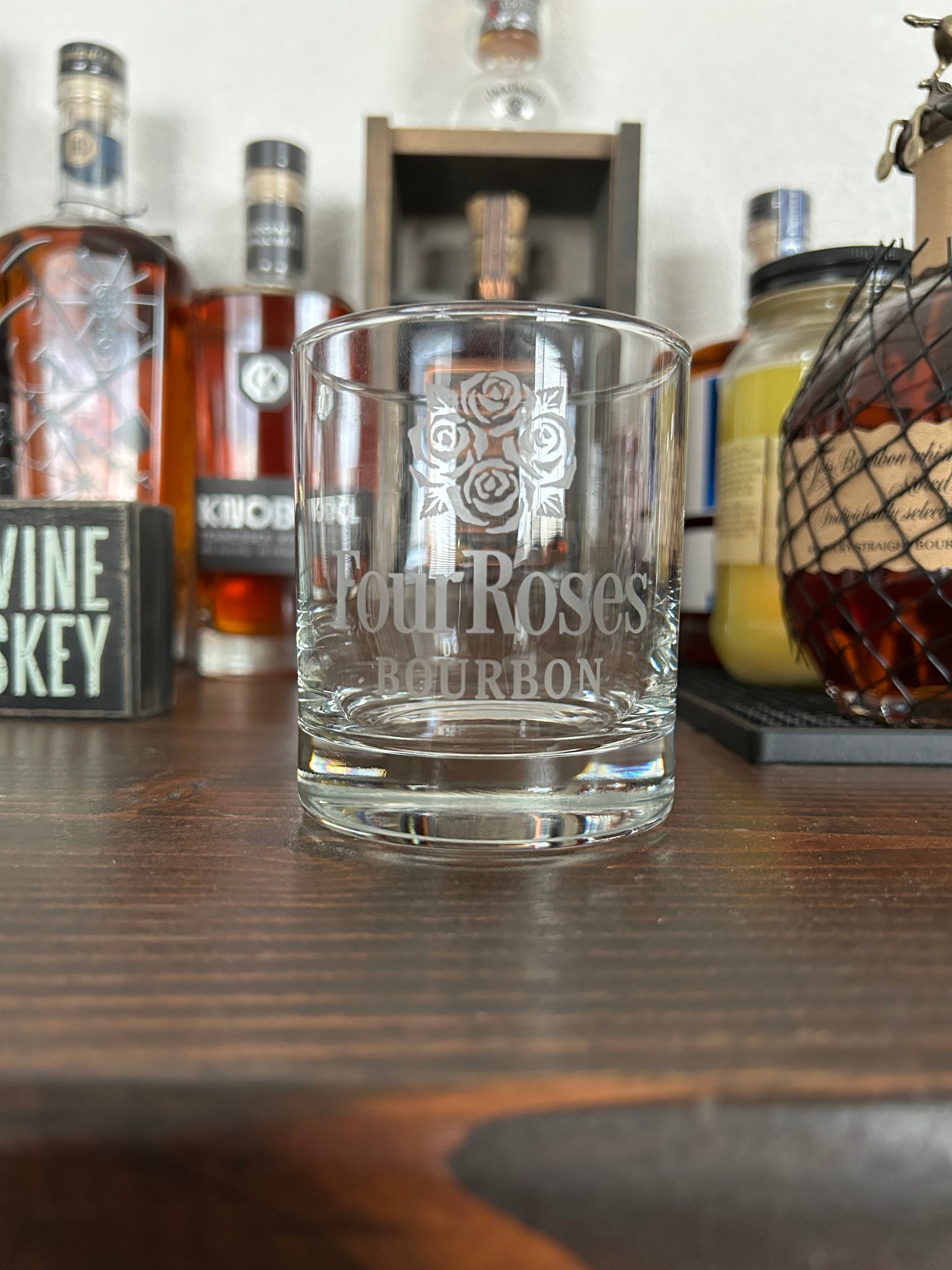 Four Roses Bourbon Whiskey Rocks Glass - 11oz
