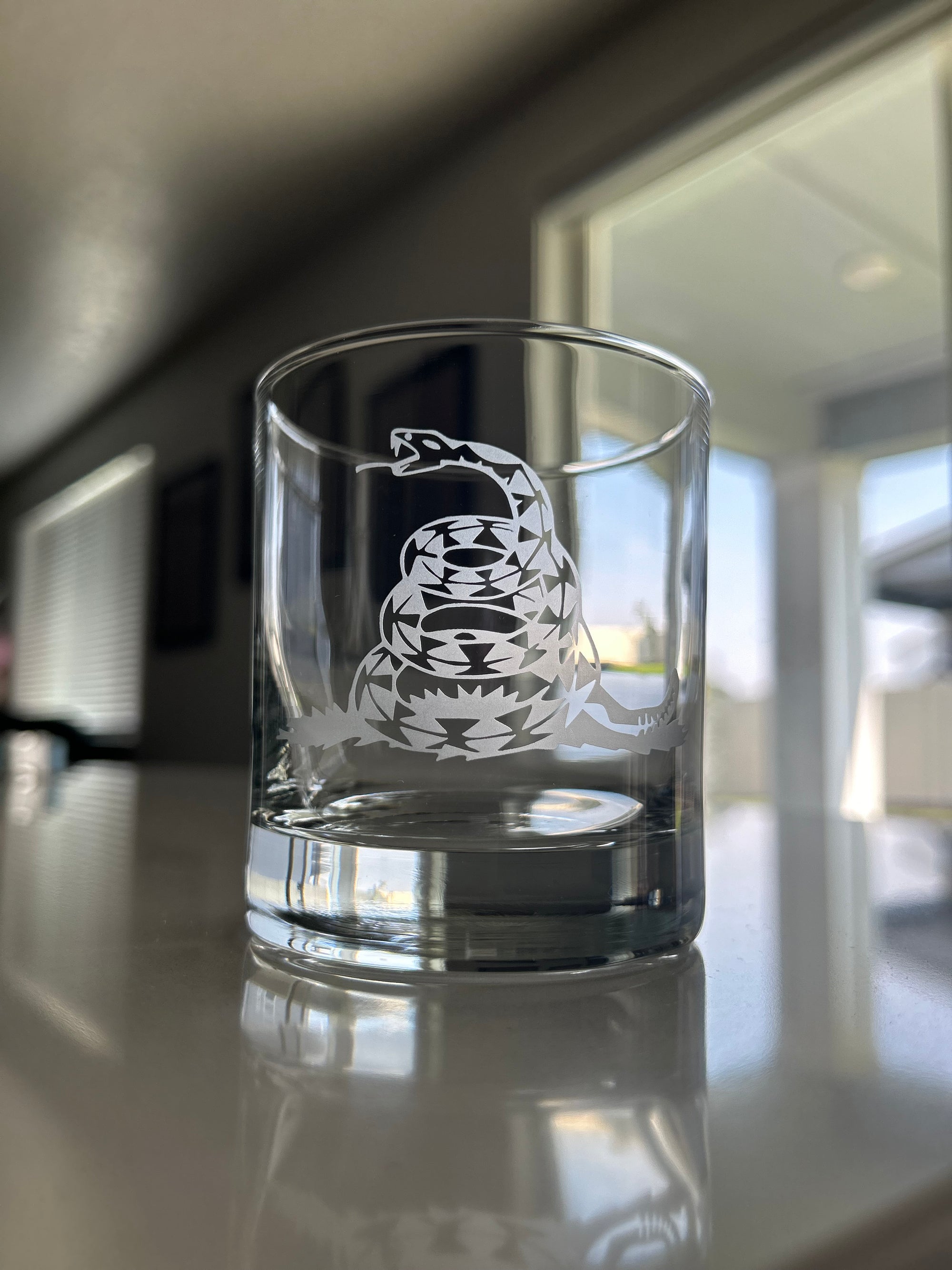 Gadsden Snake - Don't Tread On Me Whiskey Rocks Glass - 11oz