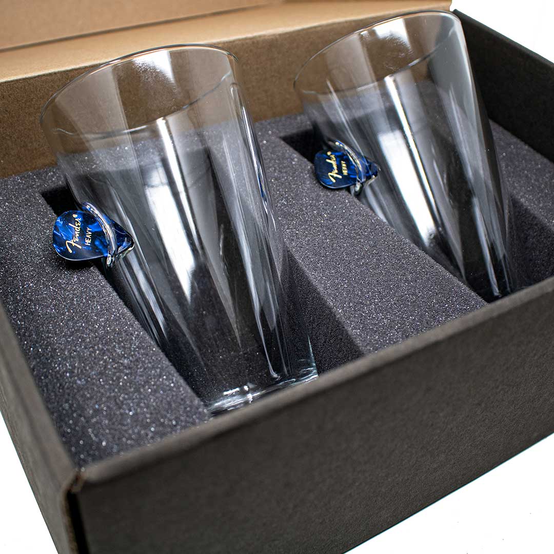BenShot - Guitar Pick Pint Glasses 16oz - GIFT SET OF 2