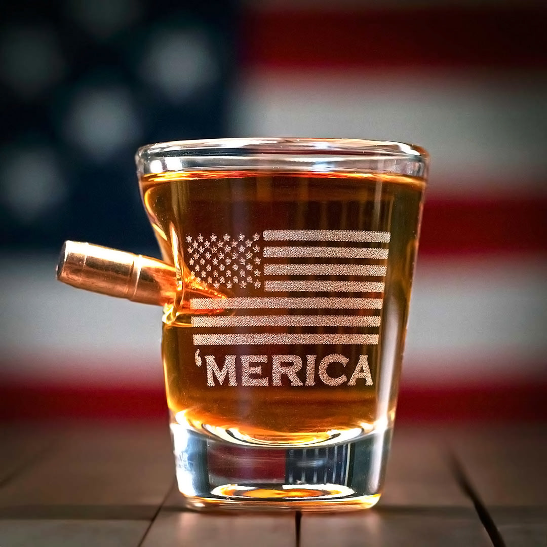 BenShot - 'Merica Etch "Bulletproof" Shot Glass - 2oz