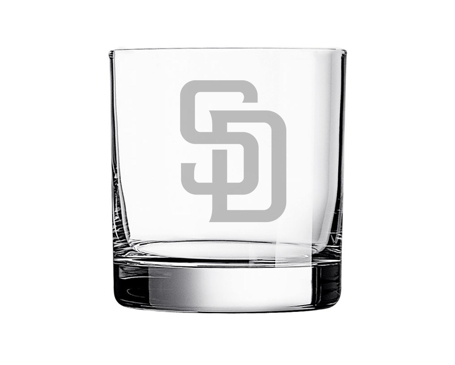 San Diego Padres "SD" etched Bourbon Whiskey Rocks Glass - 11oz