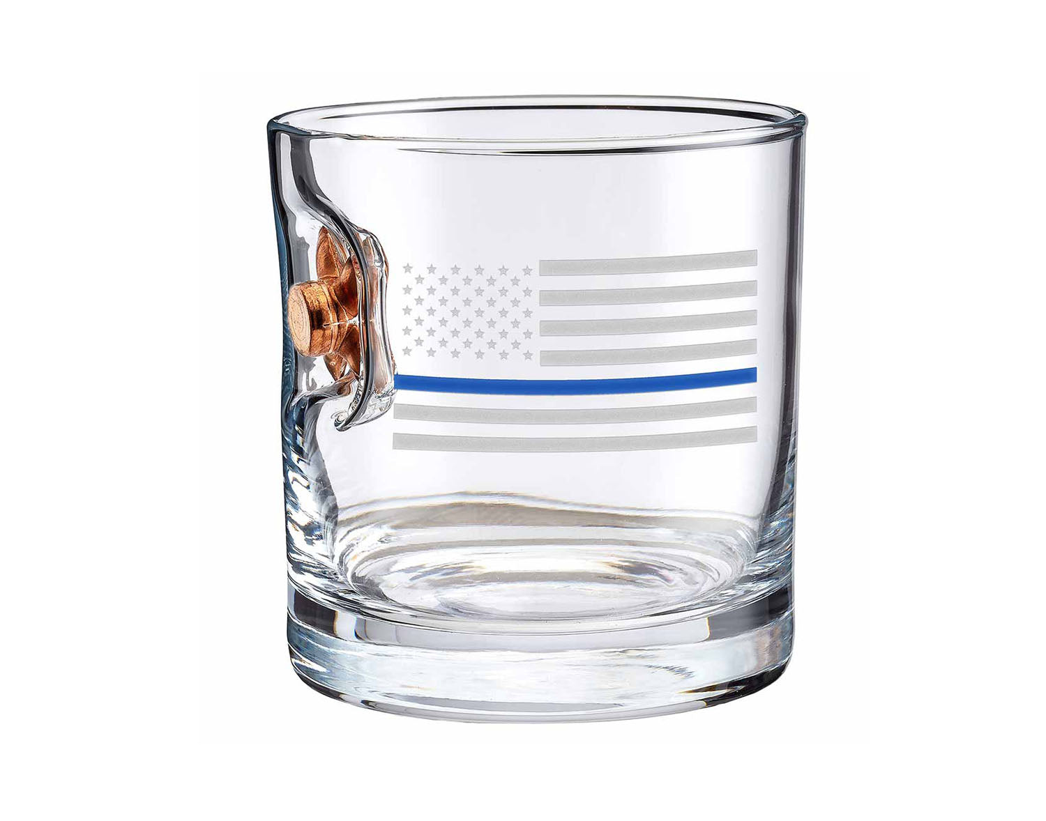 BenShot - 45ACP Expanded - Thin Blue Line "Bulletproof" Rocks Glass - 11oz
