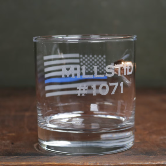 BenShot - 45ACP - Thin Blue Line "Bulletproof" Rocks Glass - 11oz