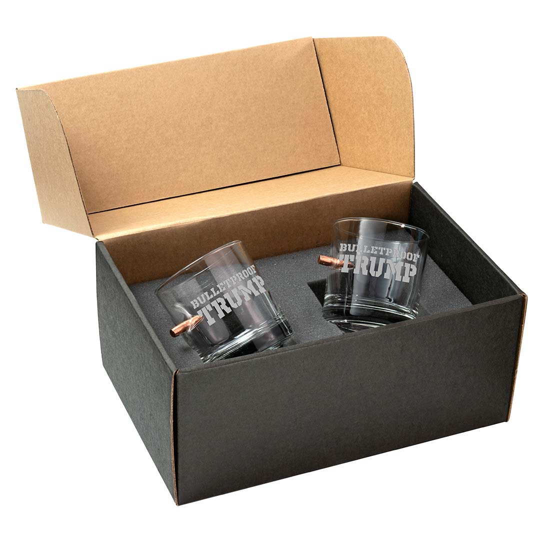 Bulletproof Trump Whiskey Glasses (4 Design Options)