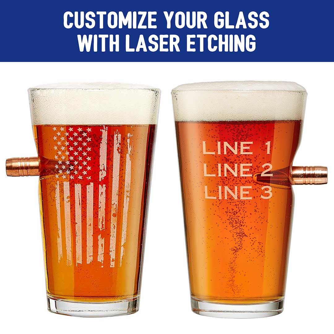 BenShot - Patriotic American Flag "Bulletproof" Pint Glasses - GIFT SET OF 2