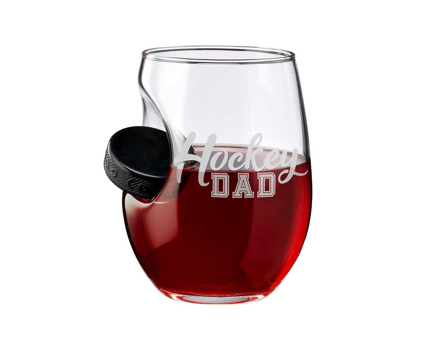 BenShot - "HOCKEY DAD" - Hockey Puck Wine Glass - 15oz