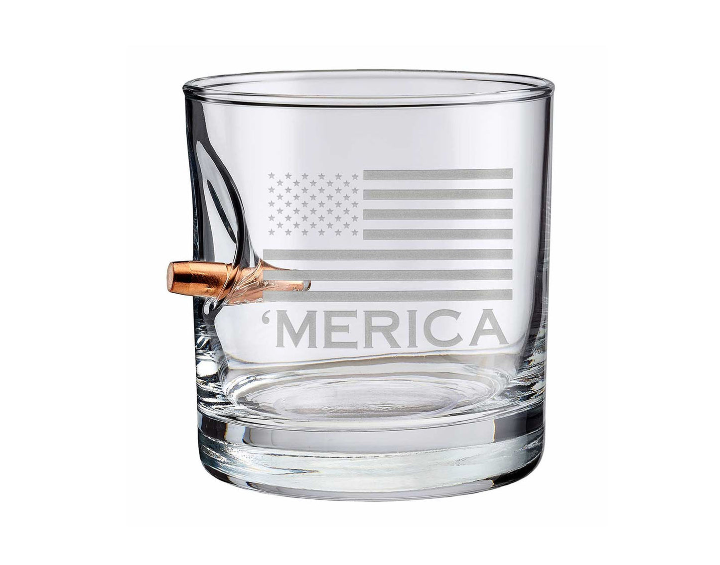 BenShot - 'Merica Etch "Bulletproof" Rocks Glass - 11oz