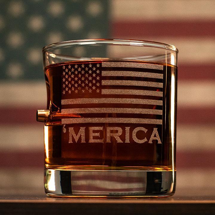 BenShot - 'Merica Etch "Bulletproof" Rocks Glass - 11oz