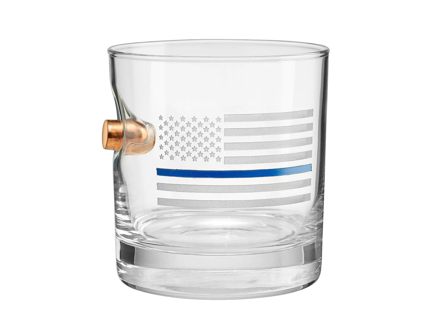 BenShot - 45ACP - Thin Blue Line "Bulletproof" Rocks Glass - 11oz