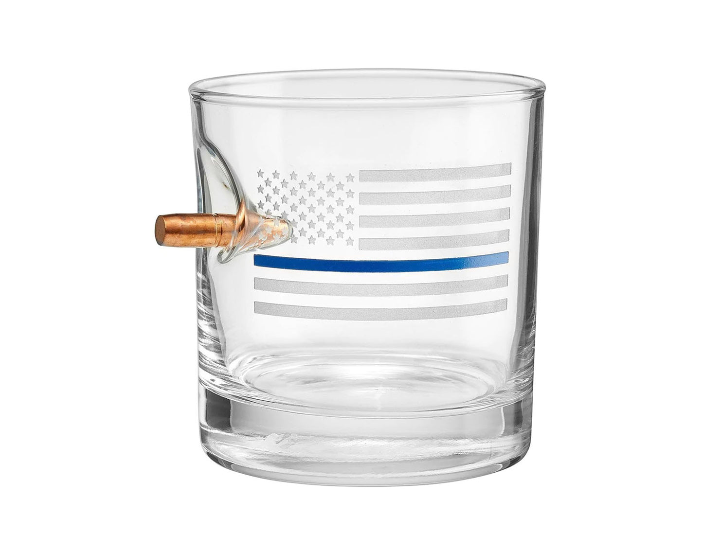 BenShot - Thin Blue Line "Bulletproof" Rocks Glass - 11oz