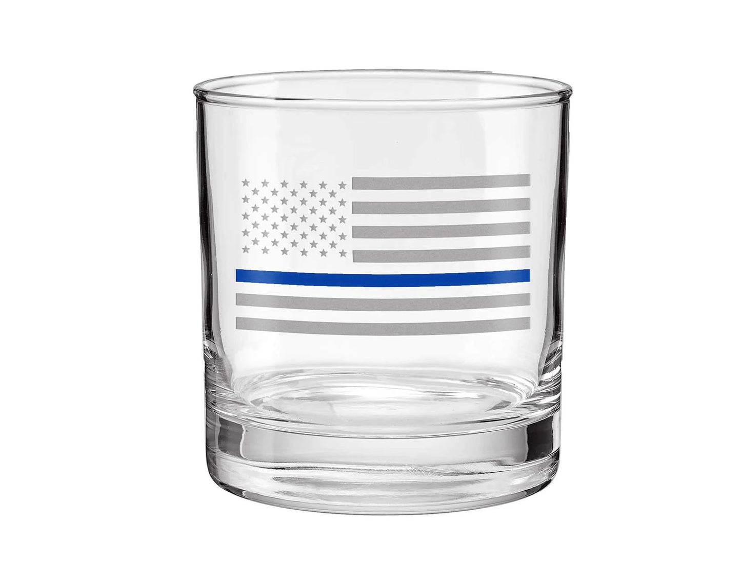 BenShot - Thin Blue Line Rocks Glass - 11oz - NO BULLET