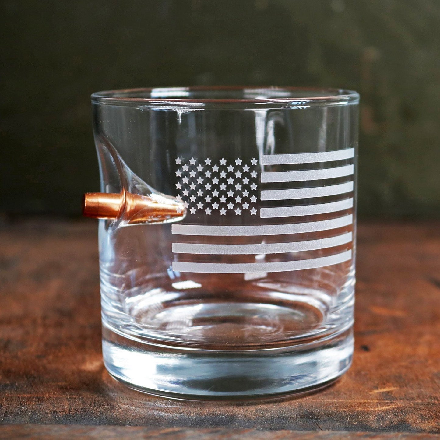 BenShot US Flag Etched Rocks Glass