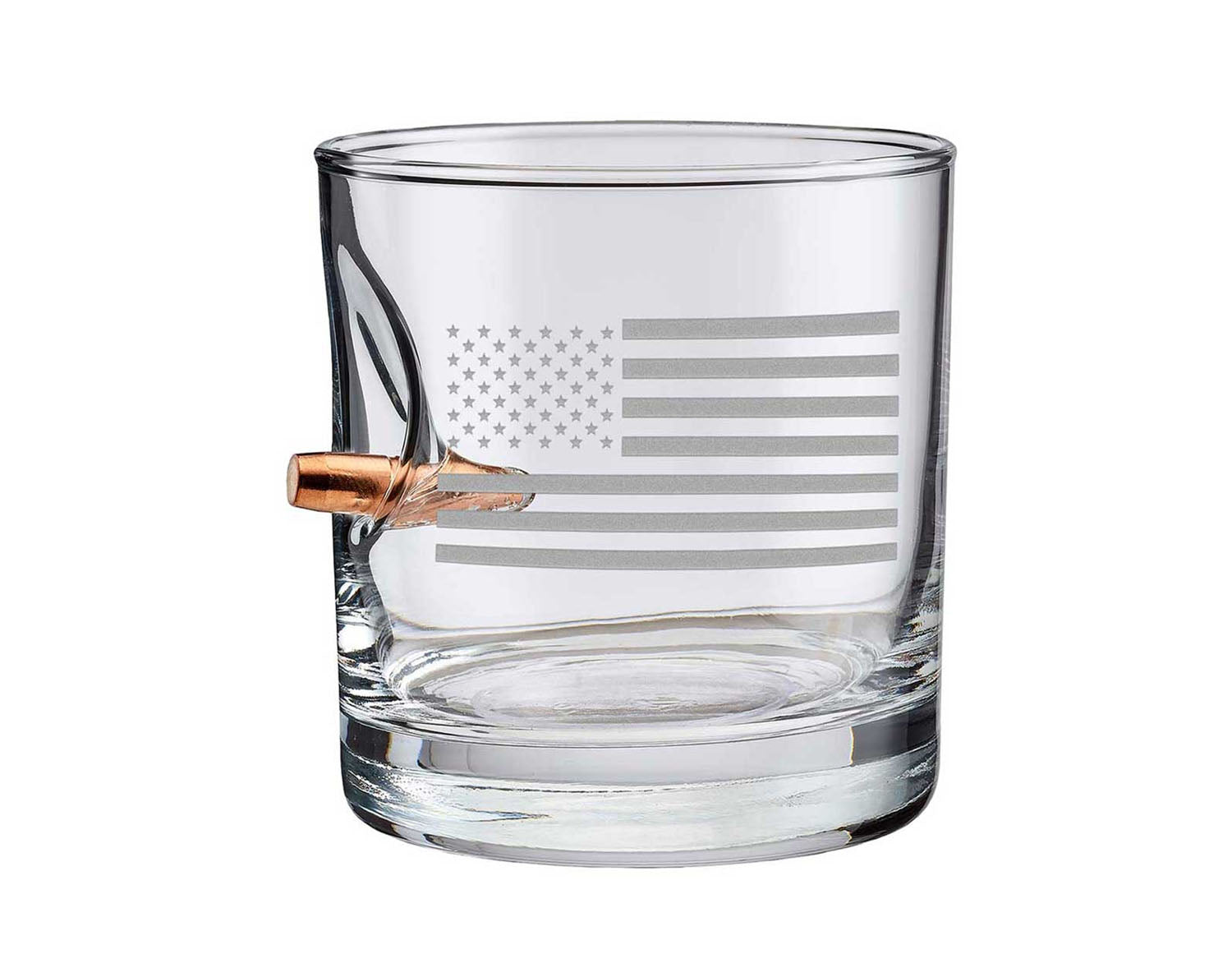 BenShot - American Flag Etched "Bulletproof" Rocks Glass - 11oz