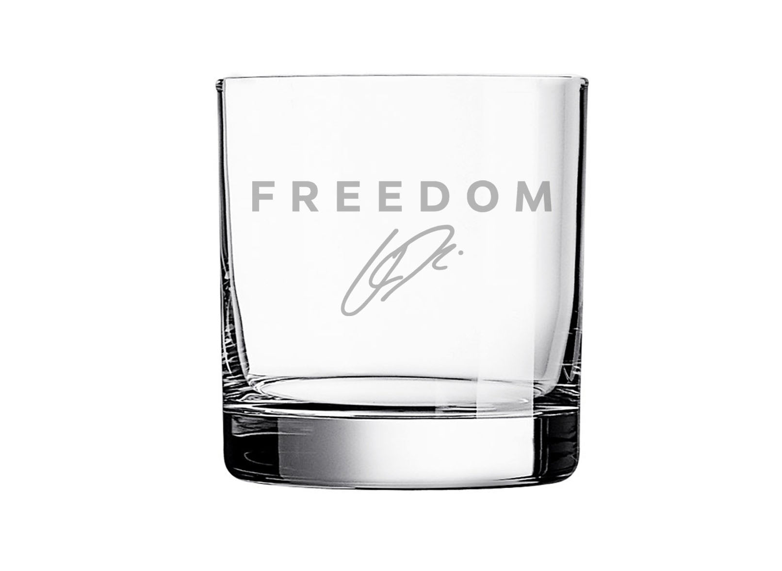 FREEDOM Charlie Kirk Autograph etched Bourbon Whiskey Rocks Glass - 11oz