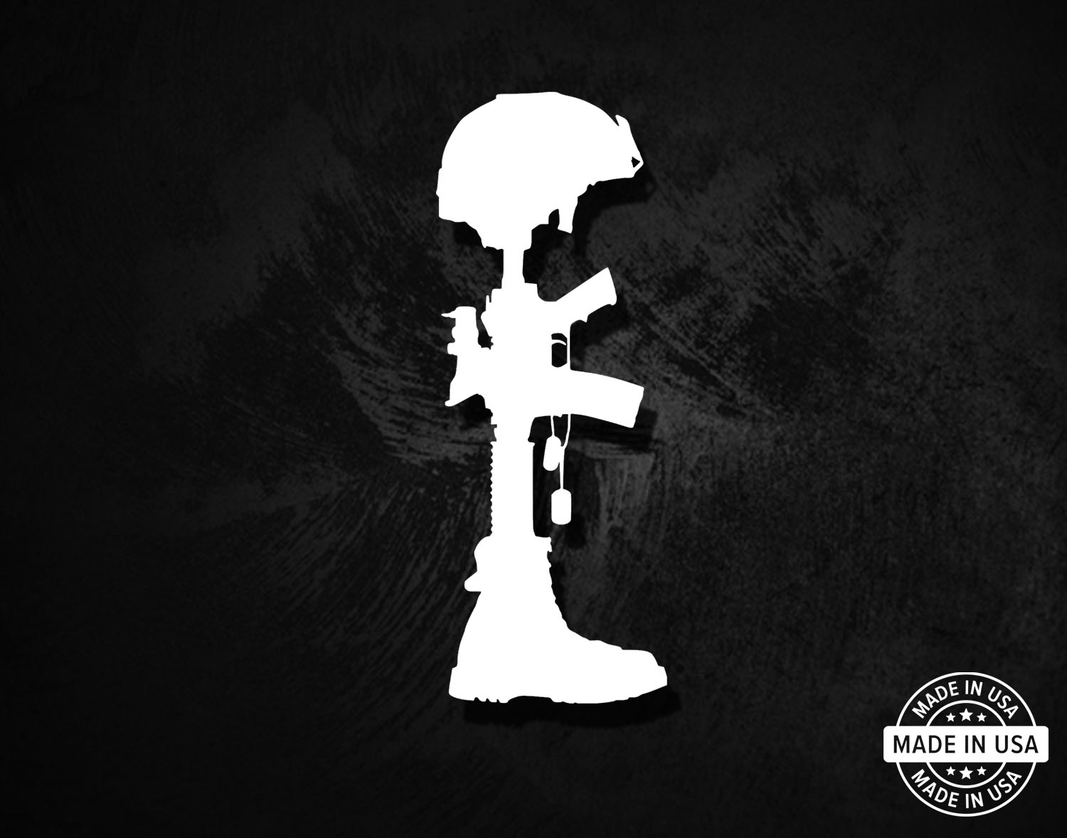 Fallen Soldier - Helmet, Rifle, Boots, Dog Tags Decal
