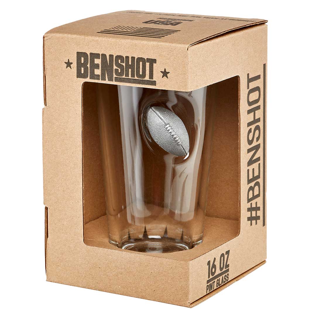 BenShot - Football Pint Glass - 16oz