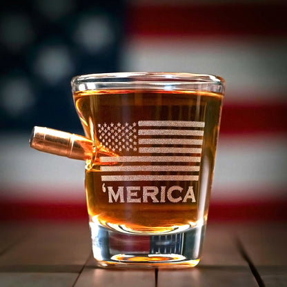 BenShot - 'Merica Etch "Bulletproof" Shot Glass - 2oz