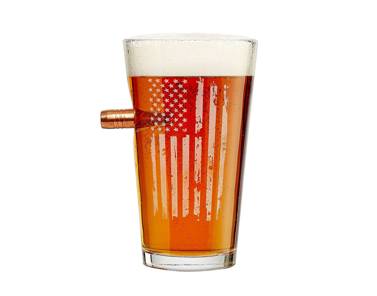 BenShot - Patriotic American Flag "Bulletproof" Pint Glasses - GIFT SET OF 2