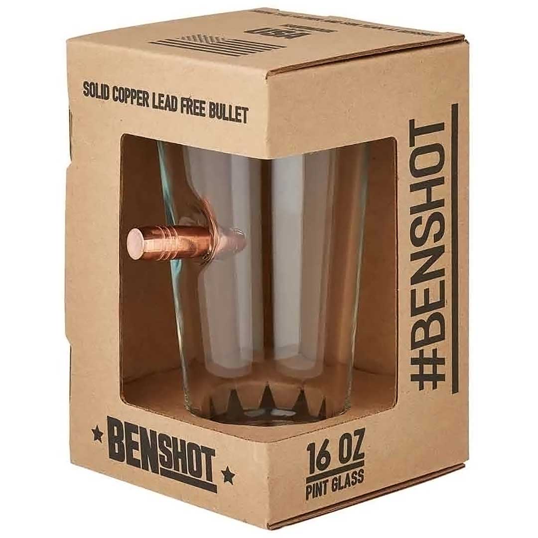 BenShot - .50 BMG Thin Blue Line "Bulletproof" Pint Glass - 16oz