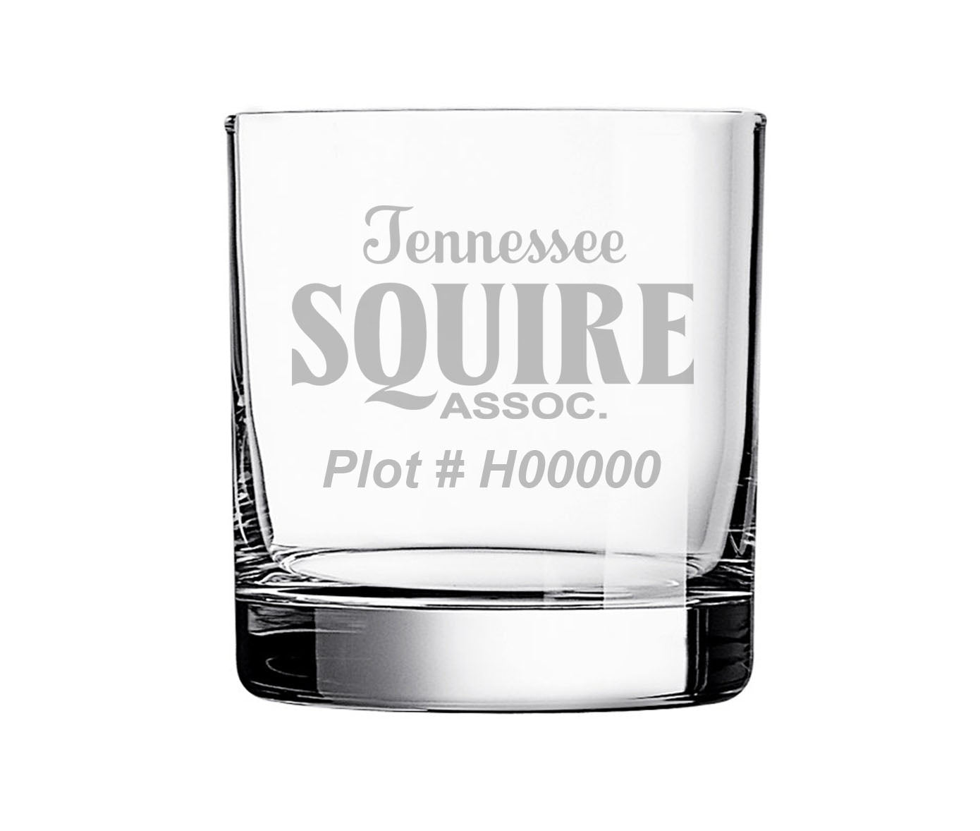 Jack Daniel's Tennessee Squire Association w/ Plot Number - Whiskey Rocks Glass - 11oz