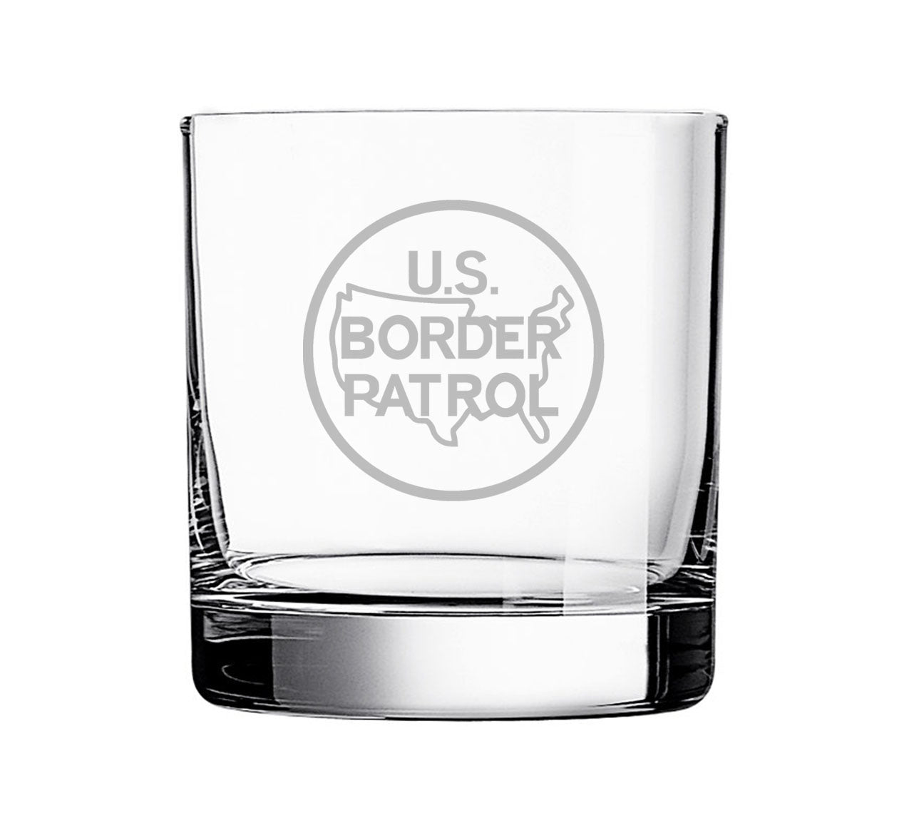U.S. Border Patrol etched Bourbon Whiskey Rocks Glass - 11oz