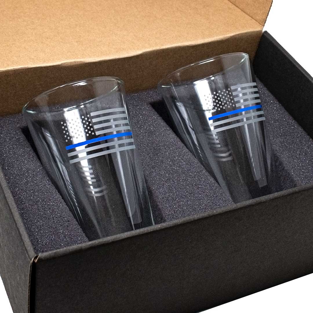 BenShot Thin Blue Line "Bulletproof" Pint Glasses