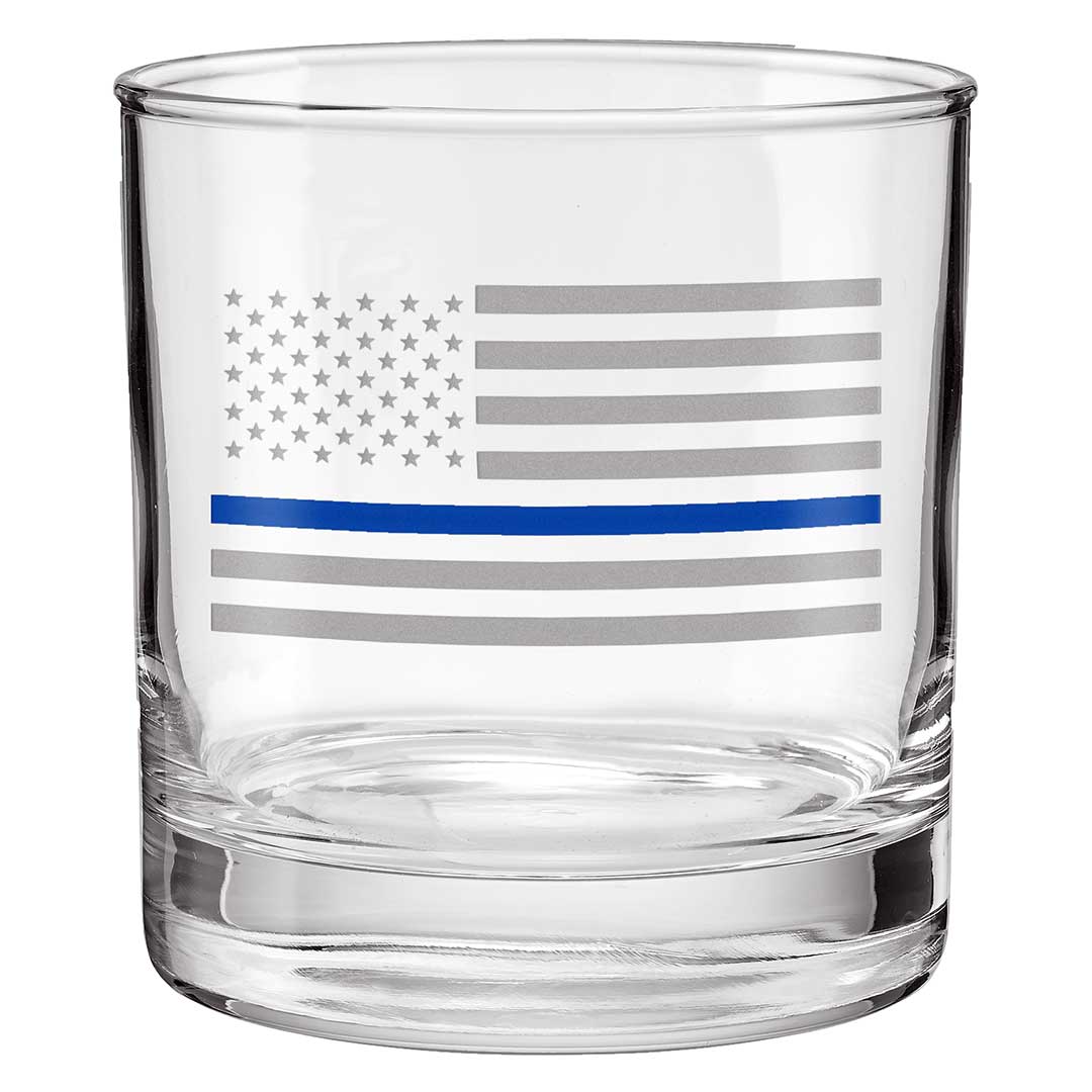 BenShot - Thin Blue Line "Bulletproof" Rocks Glass - 11oz