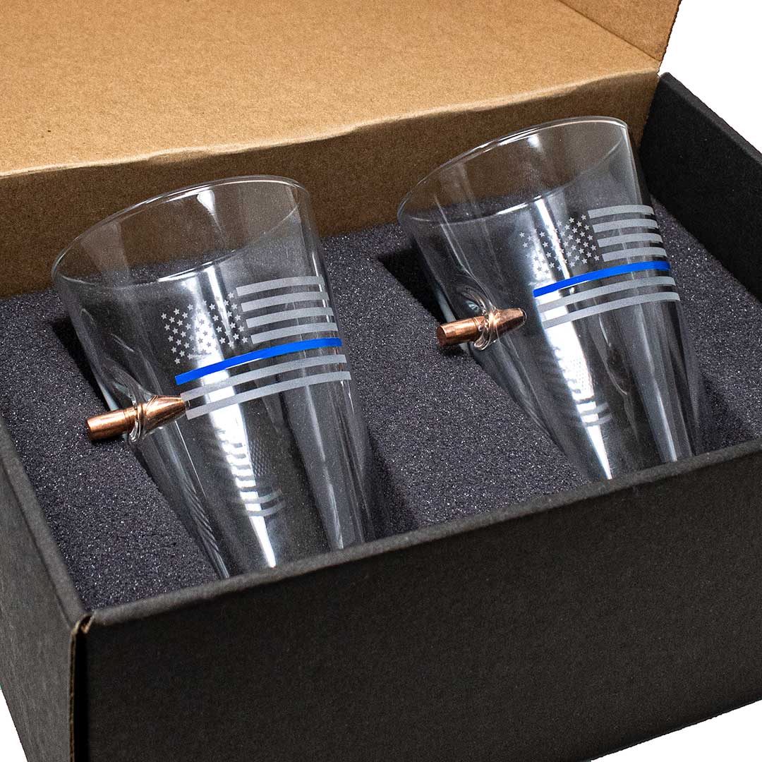 BenShot Thin Blue Line "Bulletproof" Pint Glasses