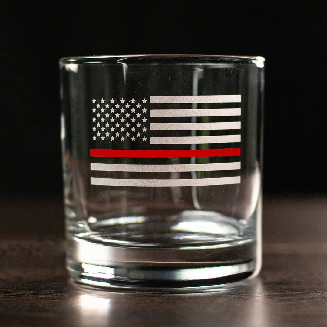 BenShot - Thin Red Line "Bulletproof" Rocks Glass - 11oz