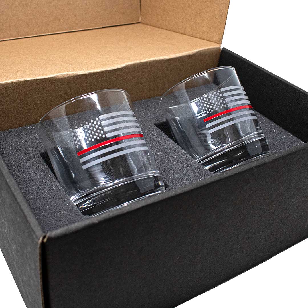 BenShot - Thin Red Line "Bulletproof" Rocks Glass - 11oz