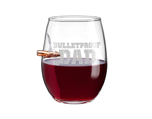 BenShot - "BULLETPROOD DAD" Wine Glass - 15oz