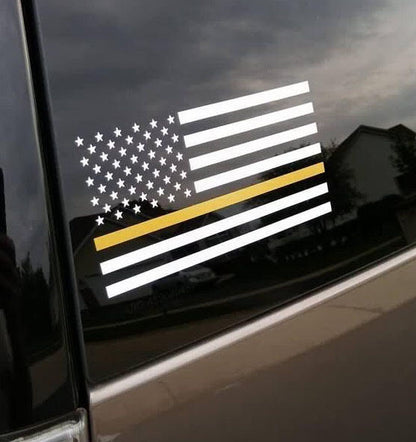 Thin Gold Line Flag Decal