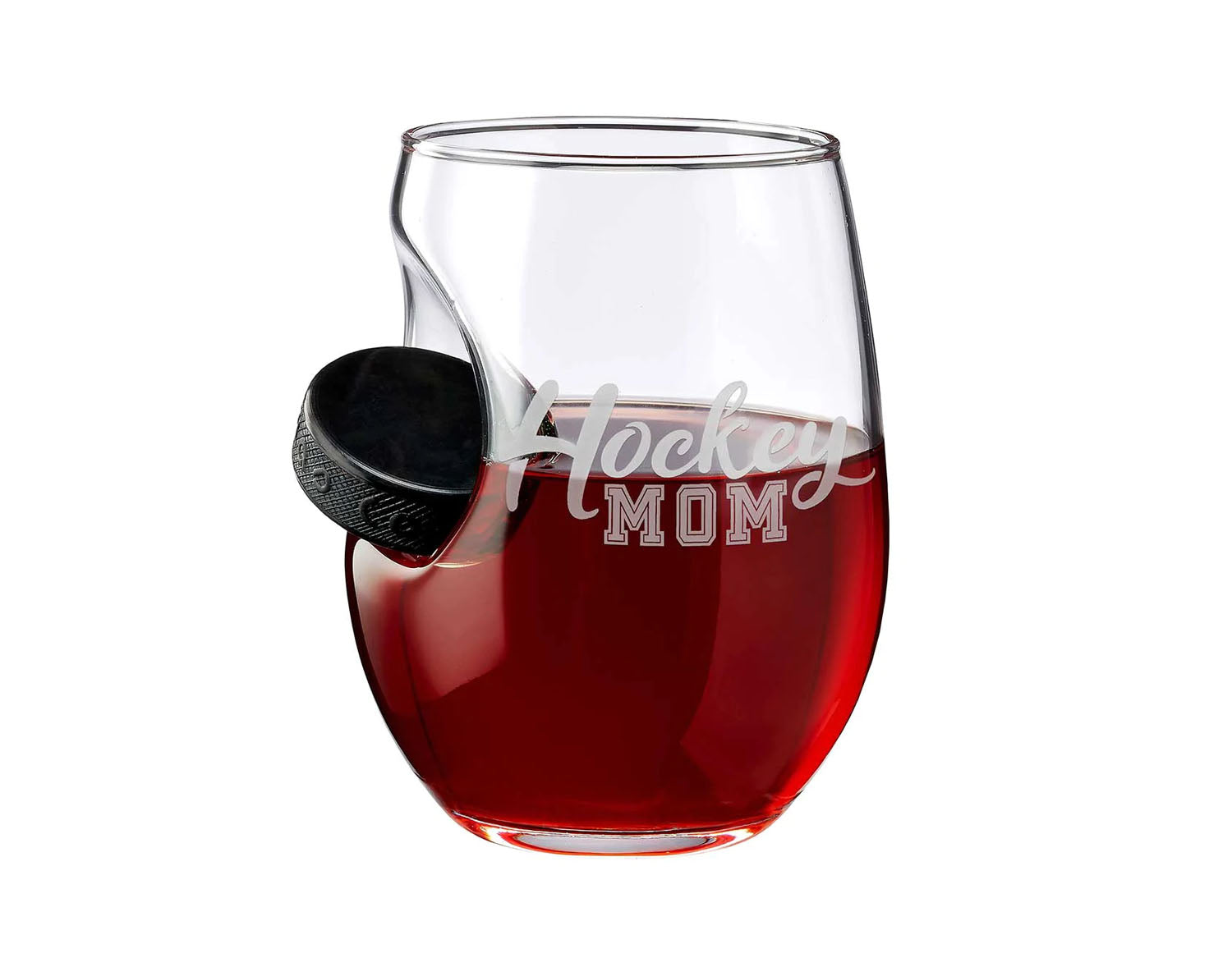 BenShot - "HOCKEY MOM" - Hockey Puck Wine Glass - 15oz