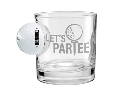 BenShot - "LET'S PARTEE" - Golf Ball Rocks Glass - 11oz