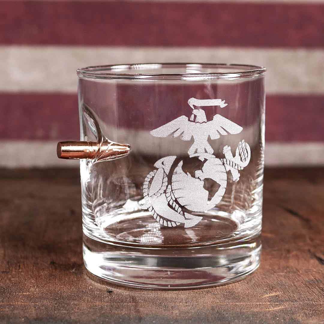 BenShot - USMC EGA (Marines) Rocks Glass - 11oz