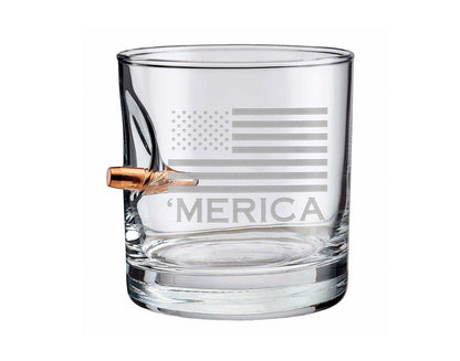 BenShot - 'Merica Etch "Bulletproof" Rocks Glass - 11oz