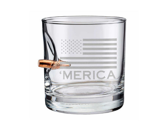 BenShot - 'Merica Etch "Bulletproof" Rocks Glass - 11oz