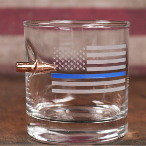 BenShot Thin Blue Line Rocks Glass