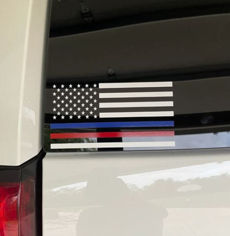 Thin Blue/Red Line Flag Decal