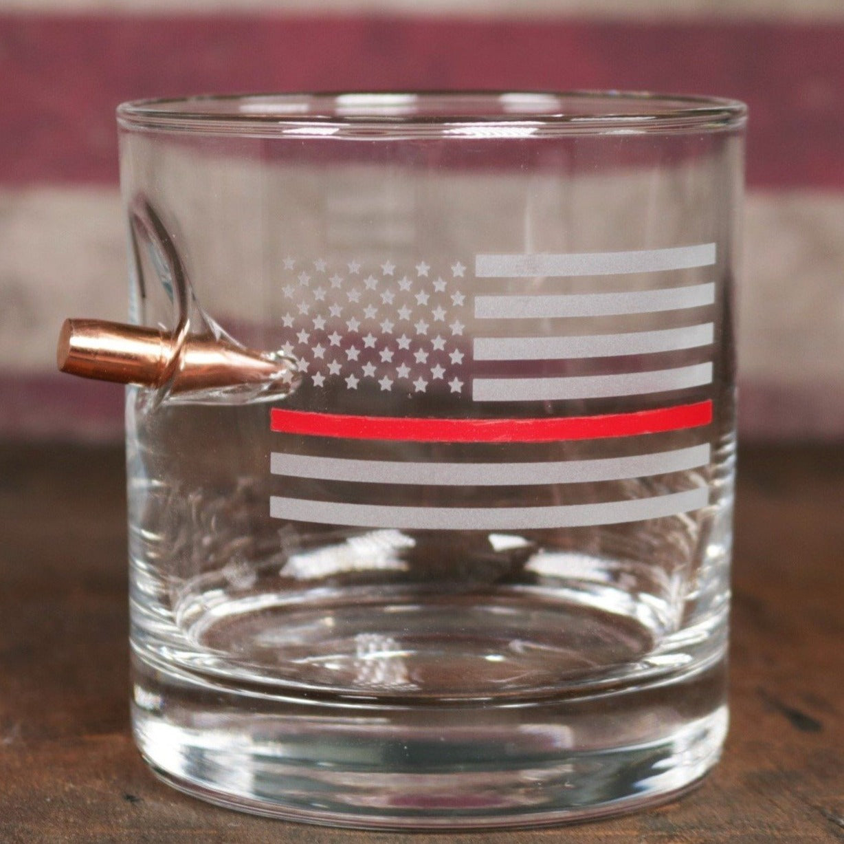 BenShot Thin Red Line Rocks Glass