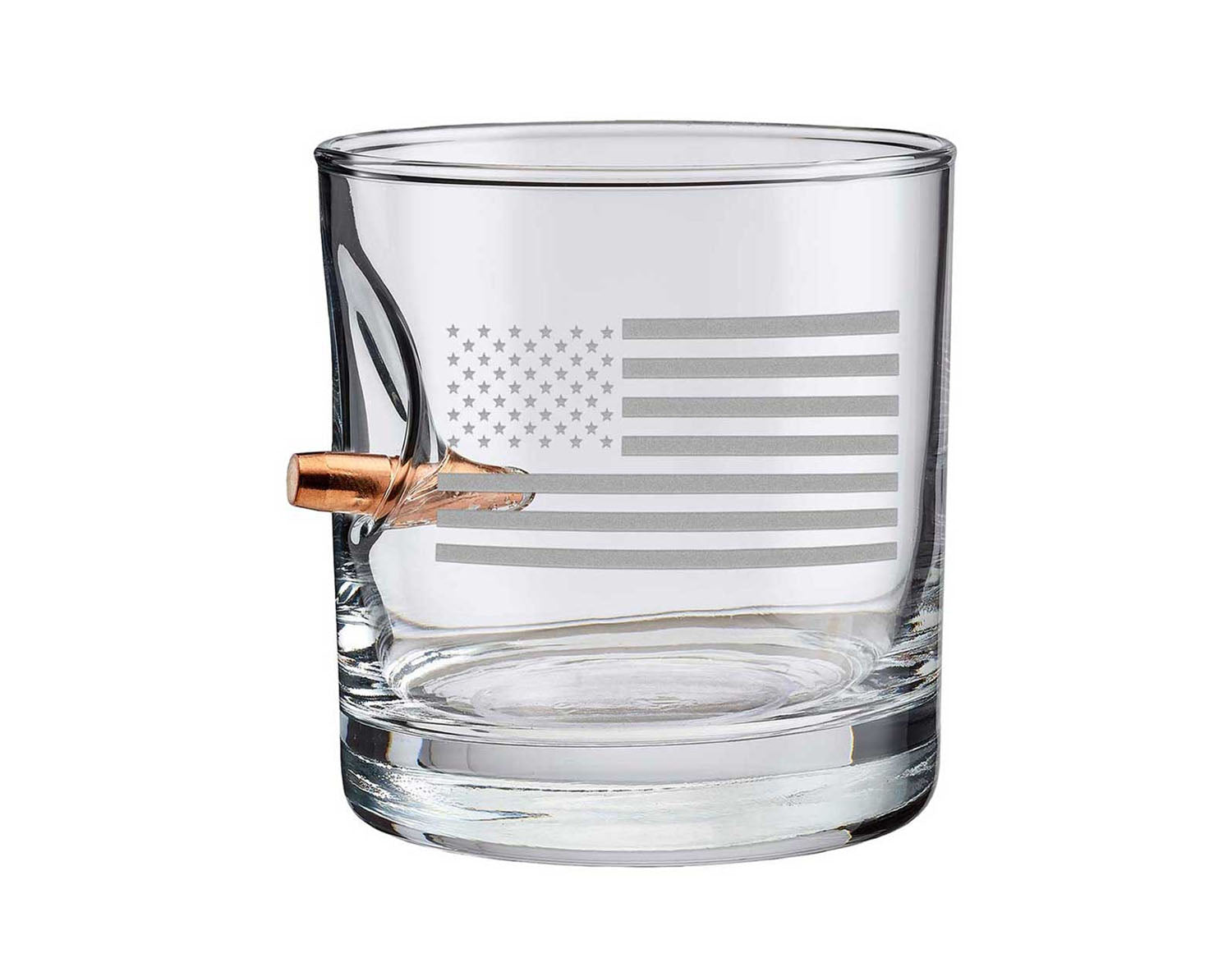 BenShot - American Flag Etched "Bulletproof" Rocks Glass - 11oz