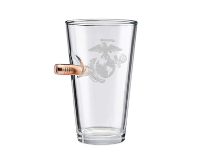 BenShot - "Bulletproof" USMC EGA (Marines) Pint Glass - 16oz